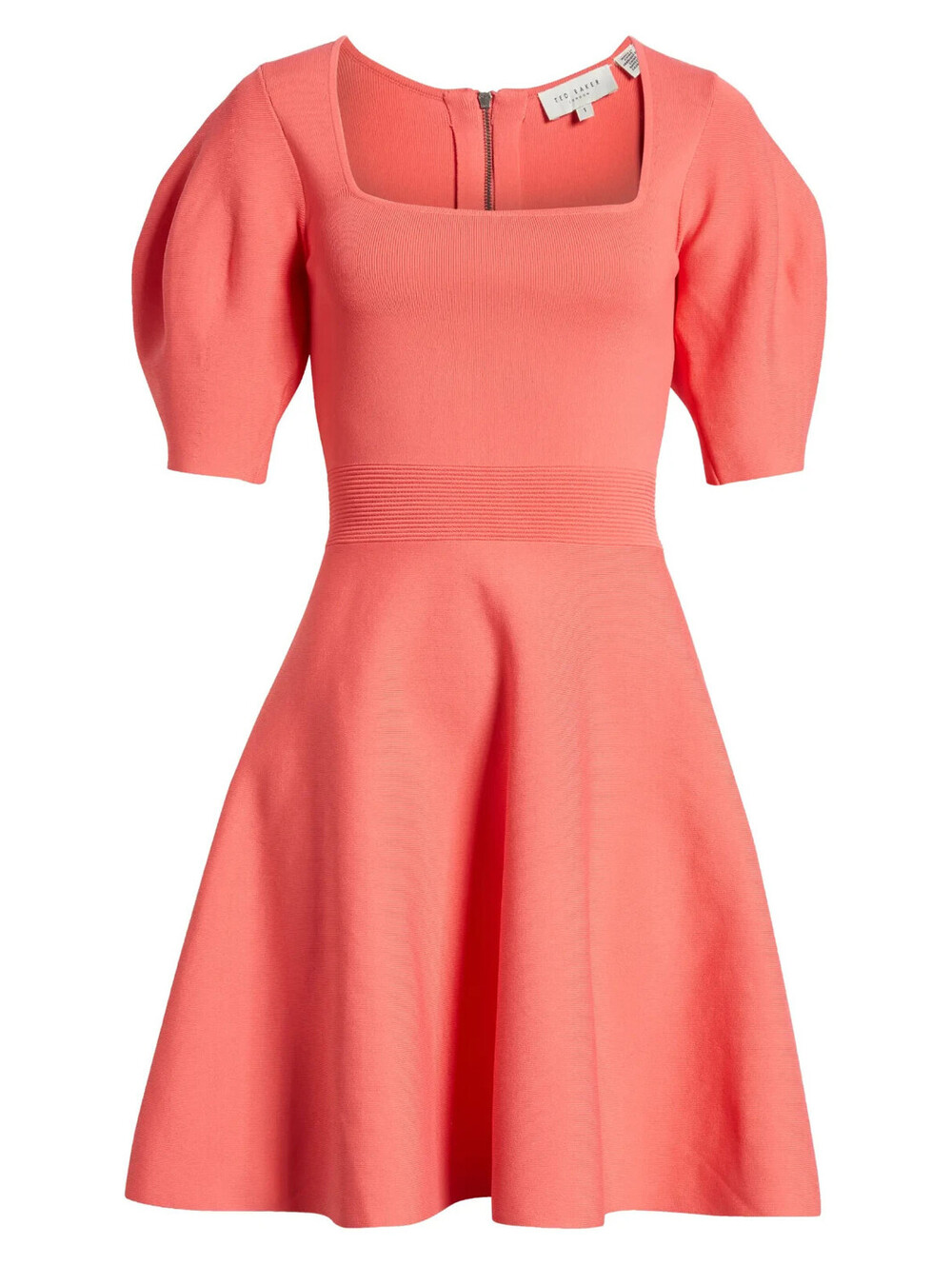 NEW, Ted Baker Hayliy Puff Sleeve Knit Skater Dress in Pink Sz 2 US 6 #MD2386